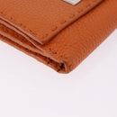 FENDI Celeria Wallet Leather Orange Silver Auth 194243A-7