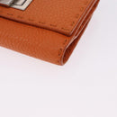 FENDI Celeria Wallet Leather Orange Silver Auth 194243A-14
