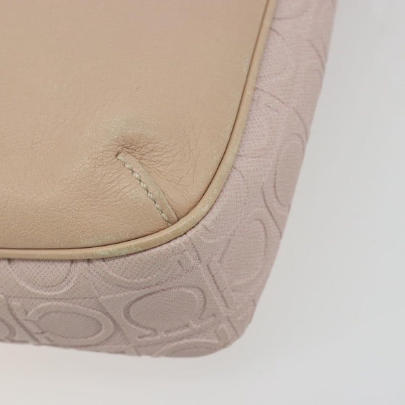 Salvatore Ferragamo Gancini Shoulder Bag Leather Pink Gold Auth 194244A