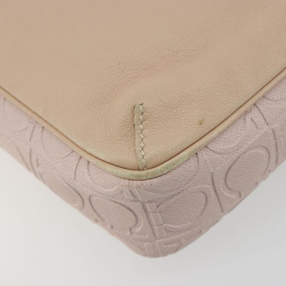 Salvatore Ferragamo Gancini Shoulder Bag Leather Pink Gold Auth 194244A