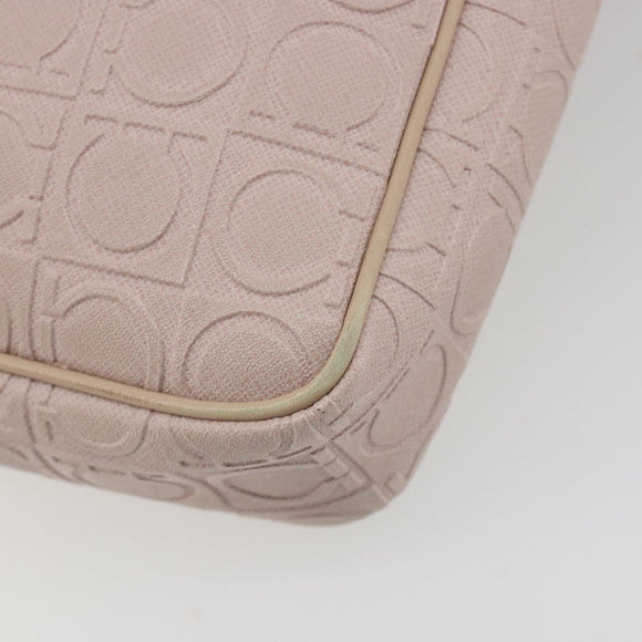 Salvatore Ferragamo Gancini Shoulder Bag Leather Pink Gold Auth 194244A