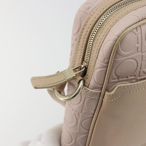 Salvatore Ferragamo Gancini Shoulder Bag Leather Pink Gold Auth 194244A