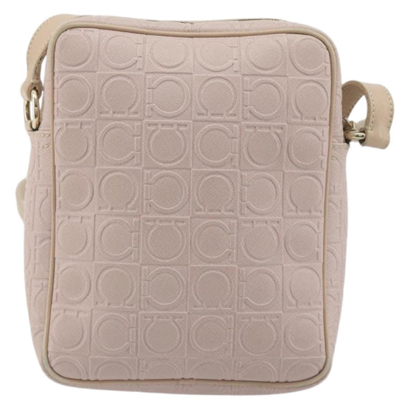 Salvatore Ferragamo Gancini Shoulder Bag Leather Pink Gold Auth 194244A
