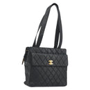 CHANEL Matelasse Tote Bag Patent Leather Black Gold CC Auth 194245-1