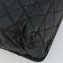 CHANEL Matelasse Tote Bag Patent Leather Black Gold CC Auth 194245-17
