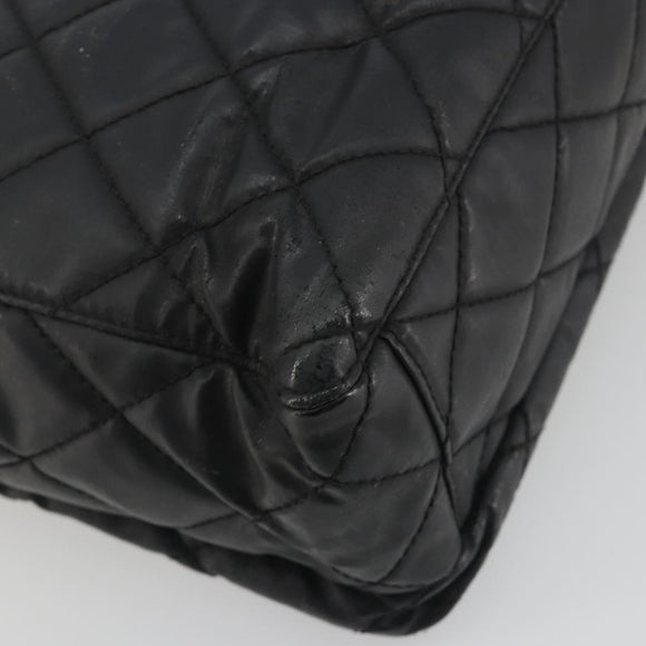 CHANEL Matelasse Tote Bag Patent Leather Black Gold CC Auth 194245