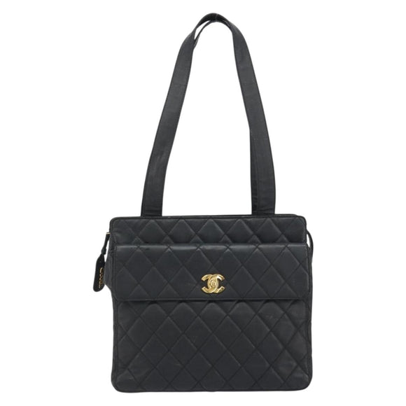 CHANEL Matelasse Tote Bag Patent Leather Black Gold CC Auth 194245