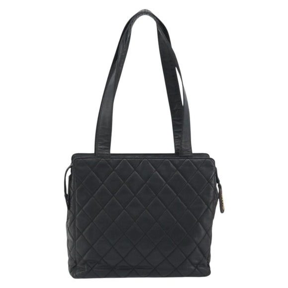 CHANEL Matelasse Tote Bag Patent Leather Black Gold CC Auth 194245