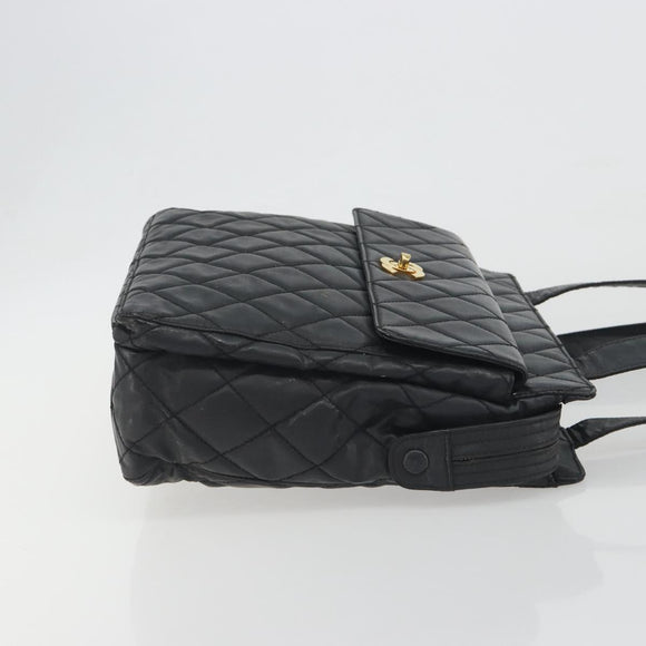 CHANEL Matelasse Tote Bag Patent Leather Black Gold CC Auth 194245