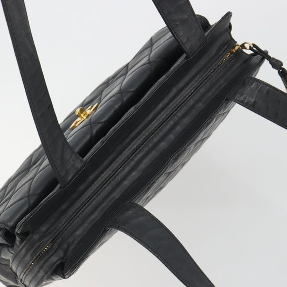 CHANEL Matelasse Tote Bag Patent Leather Black Gold CC Auth 194245