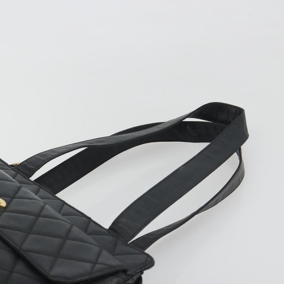 CHANEL Matelasse Tote Bag Patent Leather Black Gold CC Auth 194245