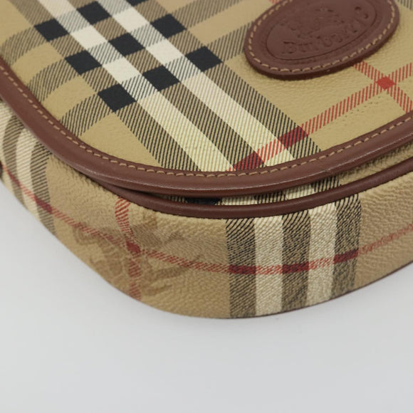 Burberrys Nova Check Shoulder Bag PVC Beige Gold Auth 194246