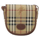 Burberrys Nova Check Shoulder Bag PVC Beige Gold Auth 194246-13