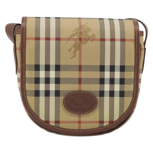 Burberrys Nova Check Shoulder Bag PVC Beige Gold Auth 194246