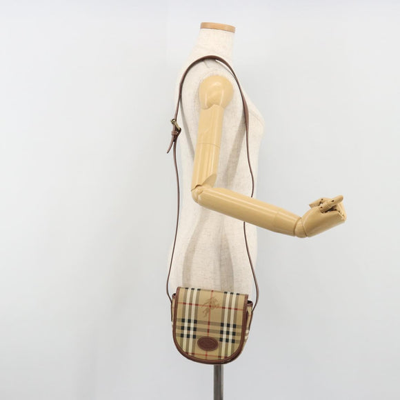 Burberrys Nova Check Shoulder Bag PVC Beige Gold Auth 194246