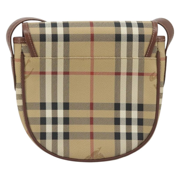 Burberrys Nova Check Shoulder Bag PVC Beige Gold Auth 194246
