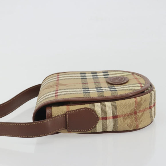 Burberrys Nova Check Shoulder Bag PVC Beige Gold Auth 194246