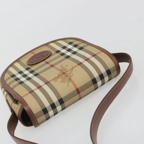 Burberrys Nova Check Shoulder Bag PVC Beige Gold Auth 194246