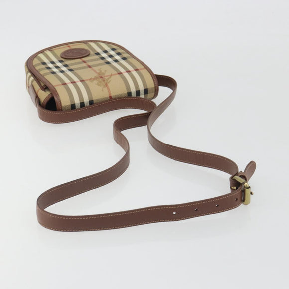 Burberrys Nova Check Shoulder Bag PVC Beige Gold Auth 194246