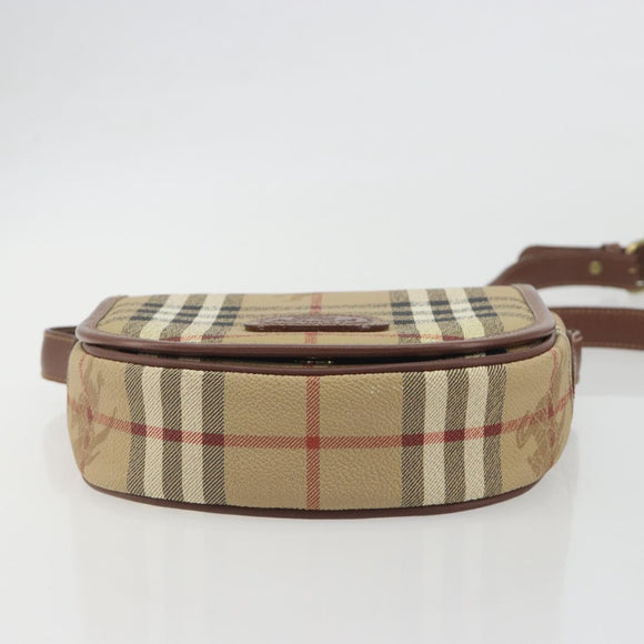 Burberrys Nova Check Shoulder Bag PVC Beige Gold Auth 194246