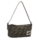 FENDI Zucca Canvas Hand Bag Brown Black Auth 194247-1