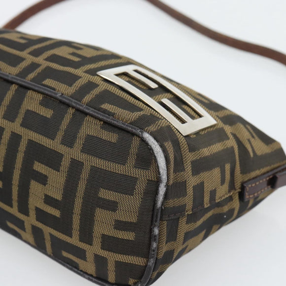 FENDI Zucca Canvas Hand Bag Brown Black Auth 194247