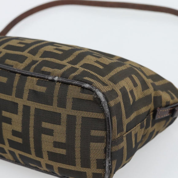 FENDI Zucca Canvas Hand Bag Brown Black Auth 194247