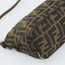 FENDI Zucca Canvas Hand Bag Brown Black Auth 194247-17