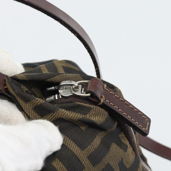 FENDI Zucca Canvas Hand Bag Brown Black Auth 194247
