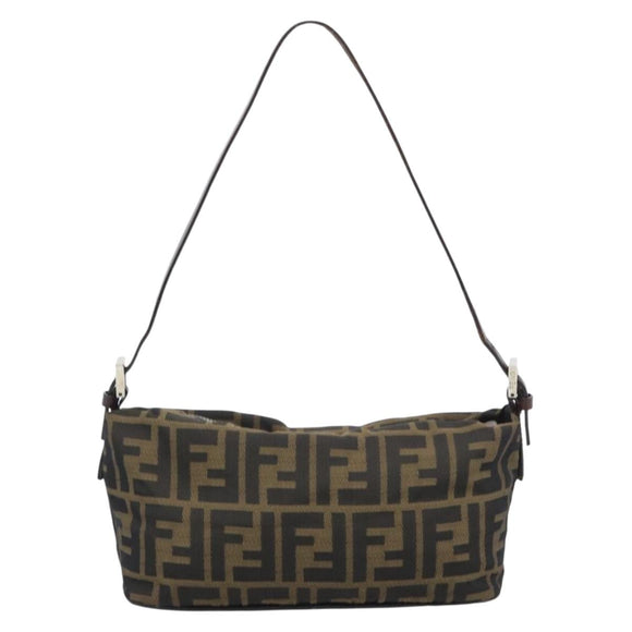 FENDI Zucca Canvas Hand Bag Brown Black Auth 194247