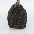 FENDI Zucca Canvas Hand Bag Brown Black Auth 194247-3
