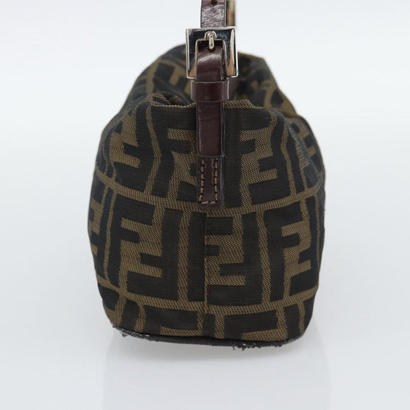 FENDI Zucca Canvas Hand Bag Brown Black Auth 194247