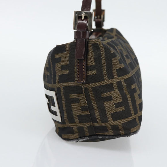 FENDI Zucca Canvas Hand Bag Brown Black Auth 194247