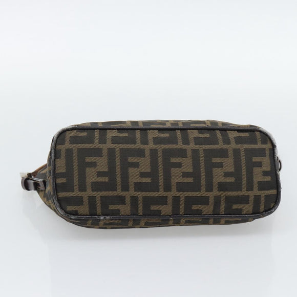FENDI Zucca Canvas Hand Bag Brown Black Auth 194247