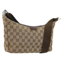 GUCCI GG Canvas Shoulder Bag Beige Silver 35098 Auth 194248-1