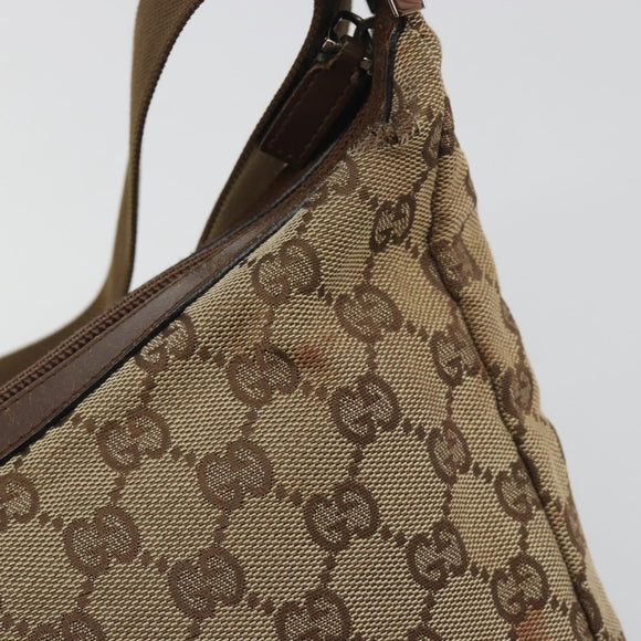 GUCCI GG Canvas Shoulder Bag Beige Silver 35098 Auth 194248