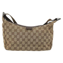 GUCCI GG Canvas Shoulder Bag Beige Silver 35098 Auth 194248-13
