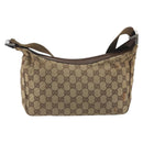 GUCCI GG Canvas Shoulder Bag Beige Silver 35098 Auth 194248-2