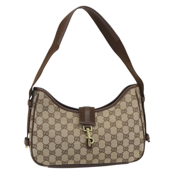 GUCCI GG Canvas Shoulder Bag Beige Gold 92736 Auth 194249V
