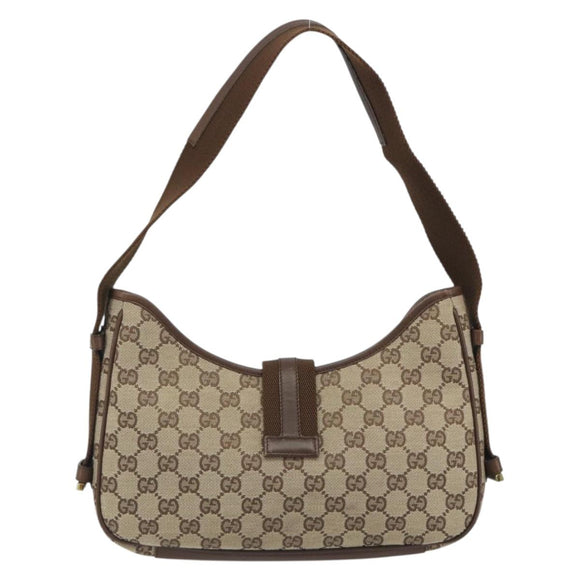 GUCCI GG Canvas Shoulder Bag Beige Gold 92736 Auth 194249V