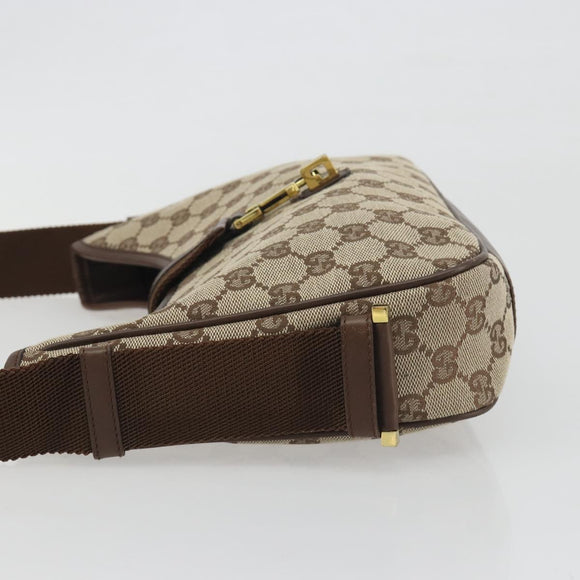 GUCCI GG Canvas Shoulder Bag Beige Gold 92736 Auth 194249V