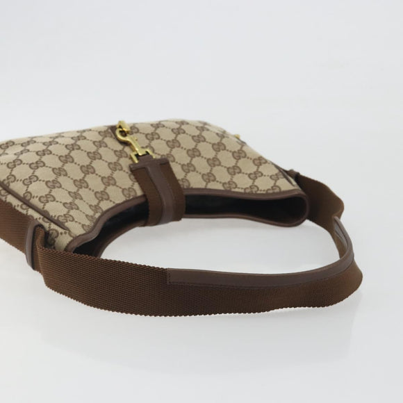 GUCCI GG Canvas Shoulder Bag Beige Gold 92736 Auth 194249V