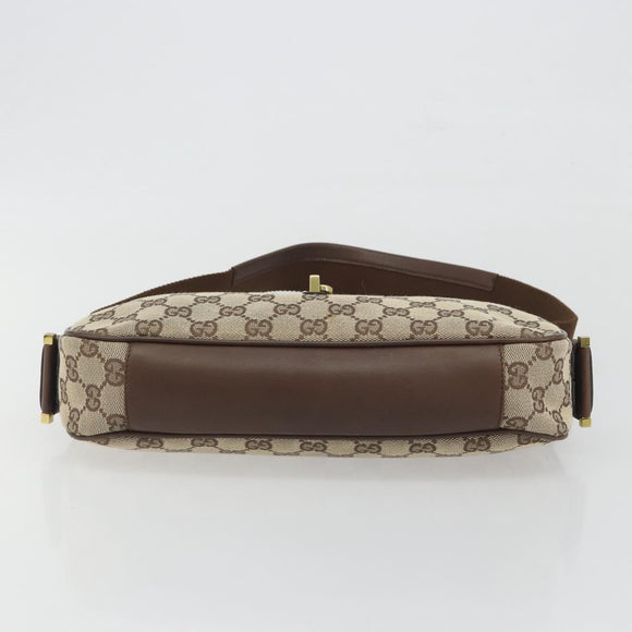 GUCCI GG Canvas Shoulder Bag Beige Gold 92736 Auth 194249V