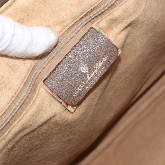GUCCI GG Supreme Web Sherry Line Hand Bag PVC Beige Gold 39 02 041 Auth 194253