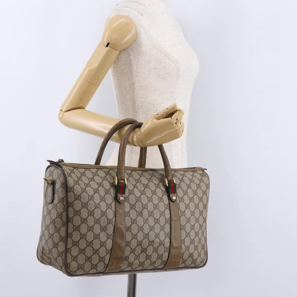 GUCCI GG Supreme Web Sherry Line Hand Bag PVC Beige Gold 39 02 041 Auth 194253
