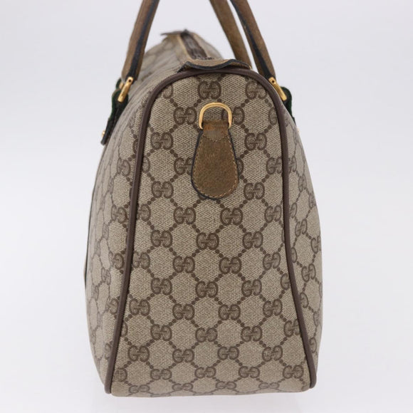 GUCCI GG Supreme Web Sherry Line Hand Bag PVC Beige Gold 39 02 041 Auth 194253