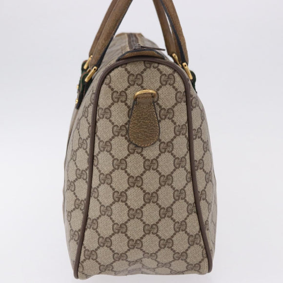 GUCCI GG Supreme Web Sherry Line Hand Bag PVC Beige Gold 39 02 041 Auth 194253