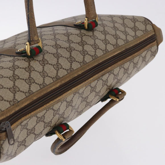 GUCCI GG Supreme Web Sherry Line Hand Bag PVC Beige Gold 39 02 041 Auth 194253