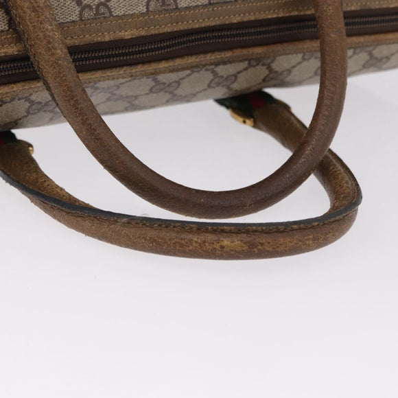 GUCCI GG Supreme Web Sherry Line Hand Bag PVC Beige Gold 39 02 041 Auth 194253