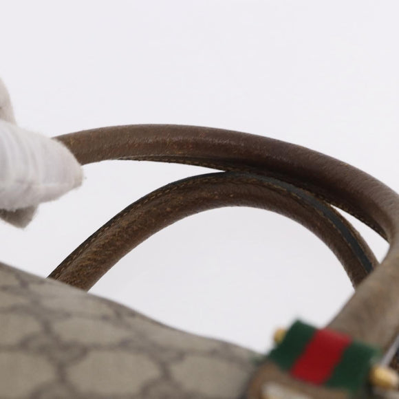 GUCCI GG Supreme Web Sherry Line Hand Bag PVC Beige Gold 39 02 041 Auth 194253